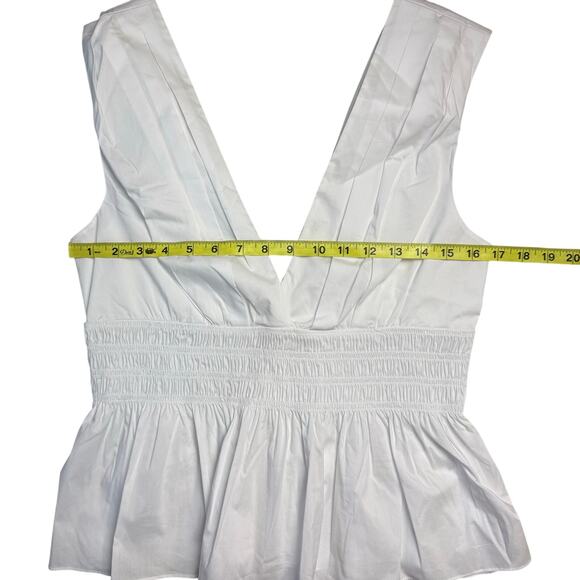 VERONICA BEARD Evra V-neck White Peplum Top - Picture 11 of 12